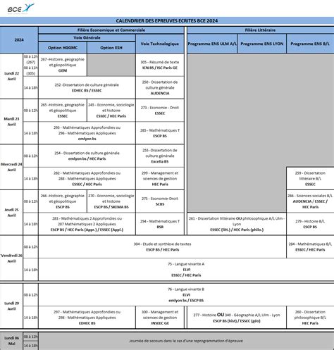 date concours bce|Le calendrier des épreuves écrites 